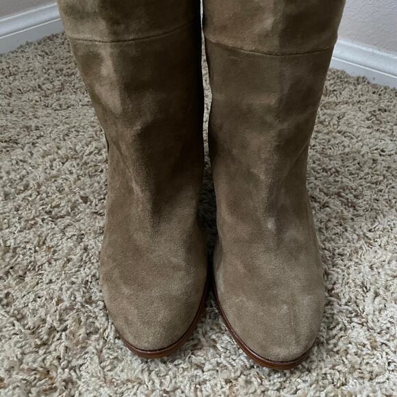 Splendid Boots Womens Size 10 Taupe Brown Suede Leather Knee High Heeled Western - Picture 5 of 14